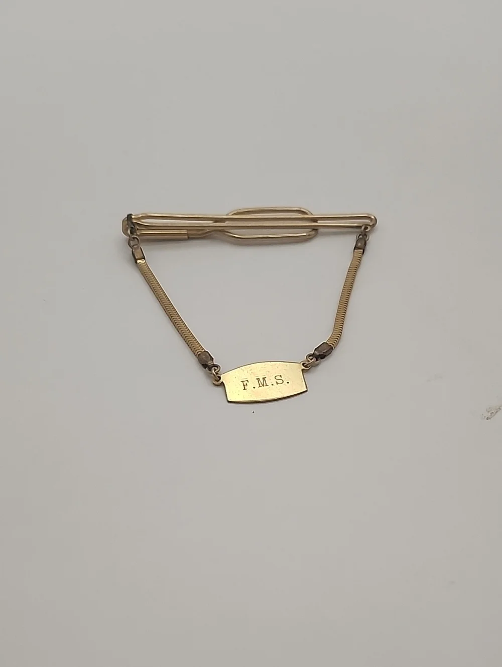 Vintage Men's Tie Clip Gold Tone Initals FMS